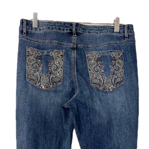 Code Bleu Jeans Soleil Bootcut Embellished Embroidered Rhinestone Women’s Size 8 - Picture 3 of 7